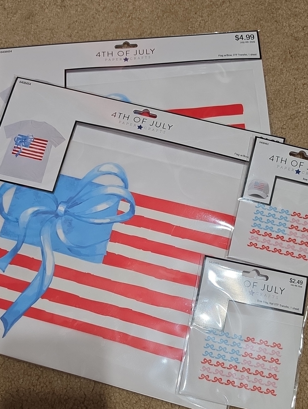 4th of July Paper Crafts Red & Blue Flag Transfers by